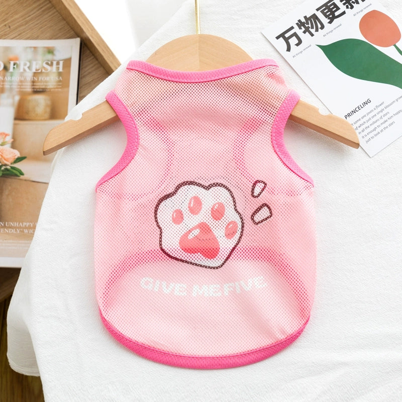 Summer mesh pet ball clothing Pug Fa Dou cat dog clothes Teddy bear T-shirt jersey vest thin