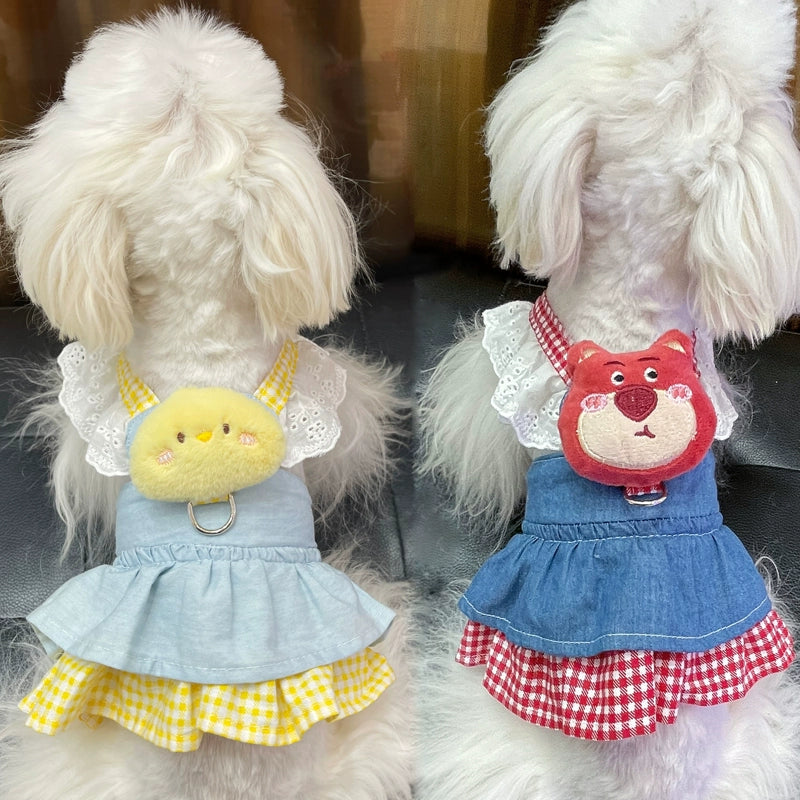 Pet dog clothes princess skirt small dog Teddy Bichon Pomeranian Yorkshire summer thin section with leash