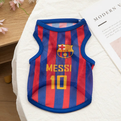 Summer mesh pet ball clothing Pug Fa Dou cat dog clothes Teddy bear T-shirt jersey vest thin